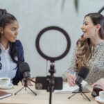 Two people recording an interview.